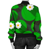 Frog Waterlily Pattern Women'S Bomber Jacket