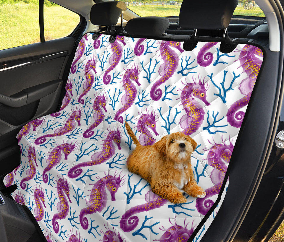 Purple Seahorse Blue Coral Pattern Dog Car Seat Covers