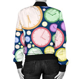 Colorful Clock Background Women'S Bomber Jacket