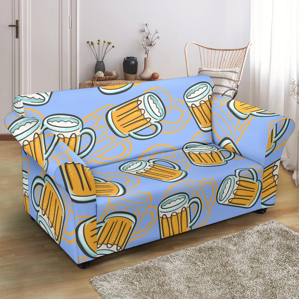 Beer Pattern Loveseat Couch Slipcover