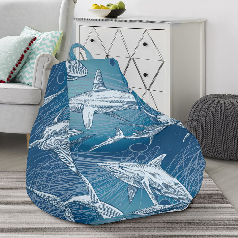 Shark Hand Drawn Bean Bag Cover