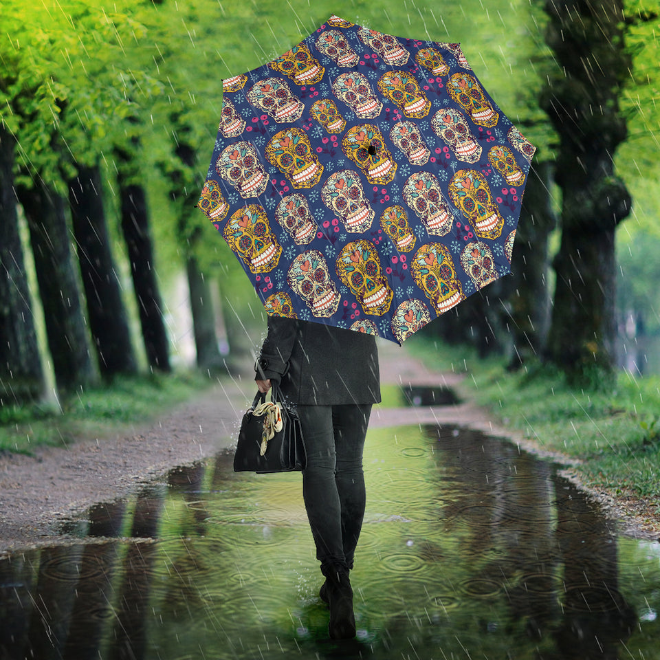 Sugar Skull Flower Pattern Umbrella