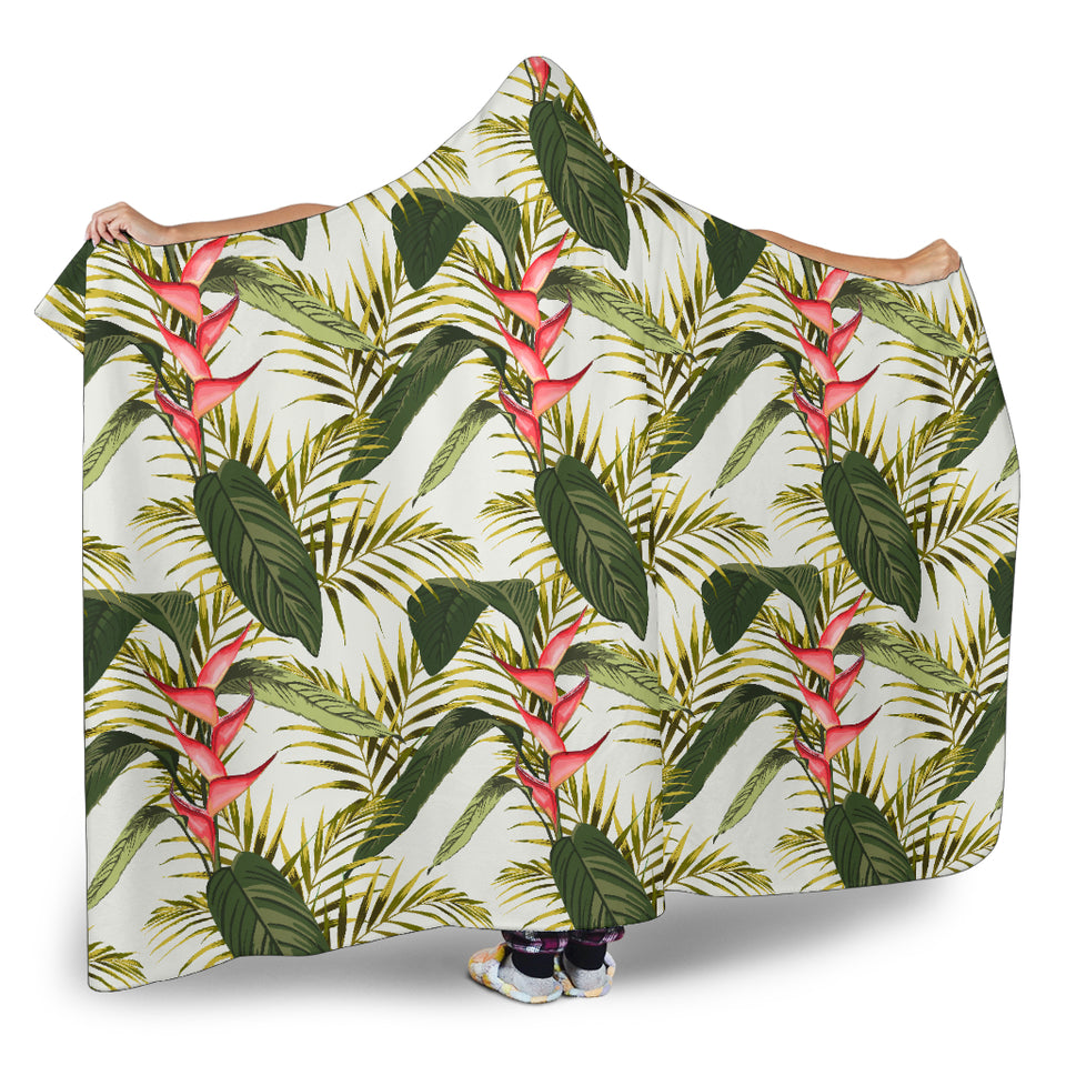Heliconia Pattern Hooded Blanket
