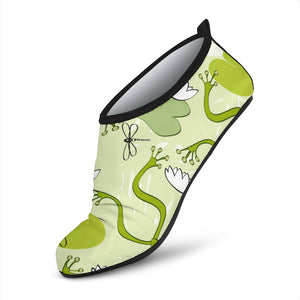 Cute Frog Dragonfly Pattern Aqua Shoes