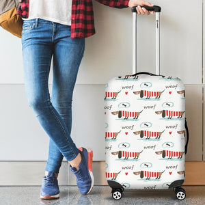 Cute Dachshund Bone Pattern Cabin Suitcases Luggages