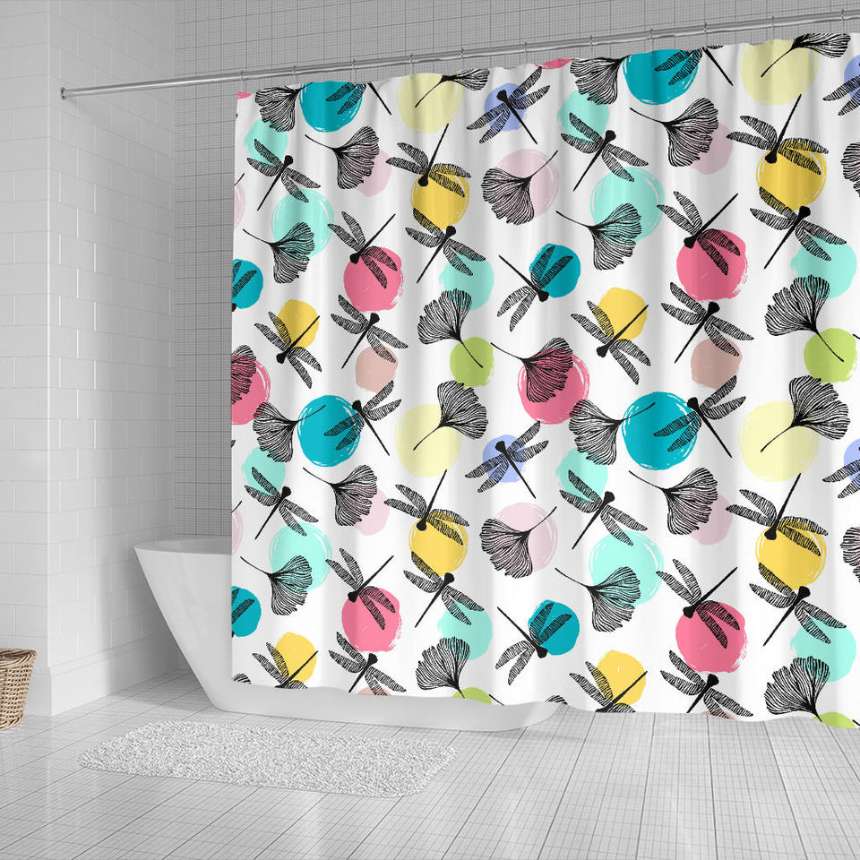 Dragonflies Ginkgo Leaves Pattern Shower Curtain Fulfilled In US