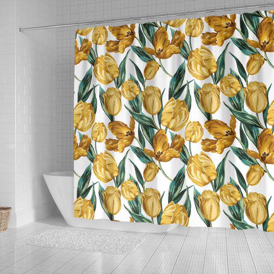 Yellow Tulips Pattern Shower Curtain Fulfilled In US