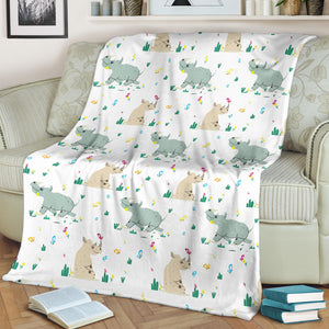 Cute Rhino Pattern Premium Blanket