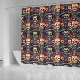 Sugar Skulls Flower Maxican Pattern Shower Curtain Fulfilled In US