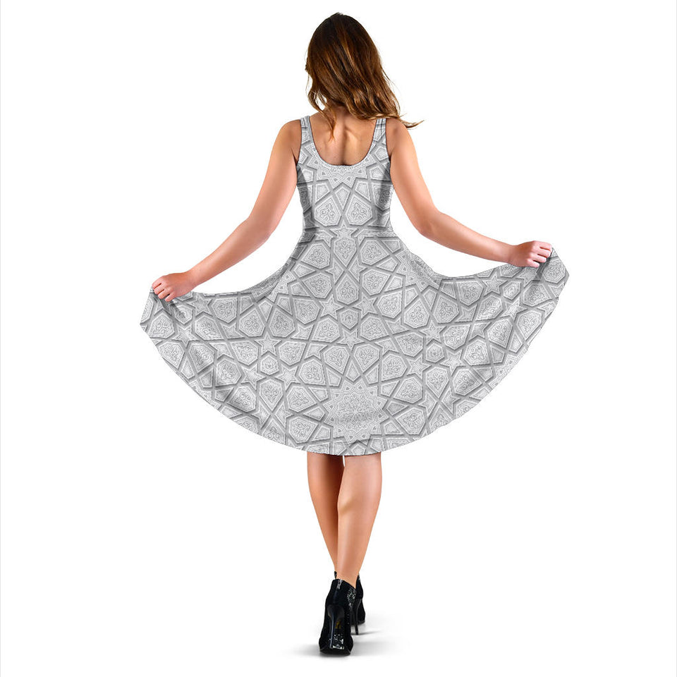 Arabic Star Pattern Sleeveless Midi Dress