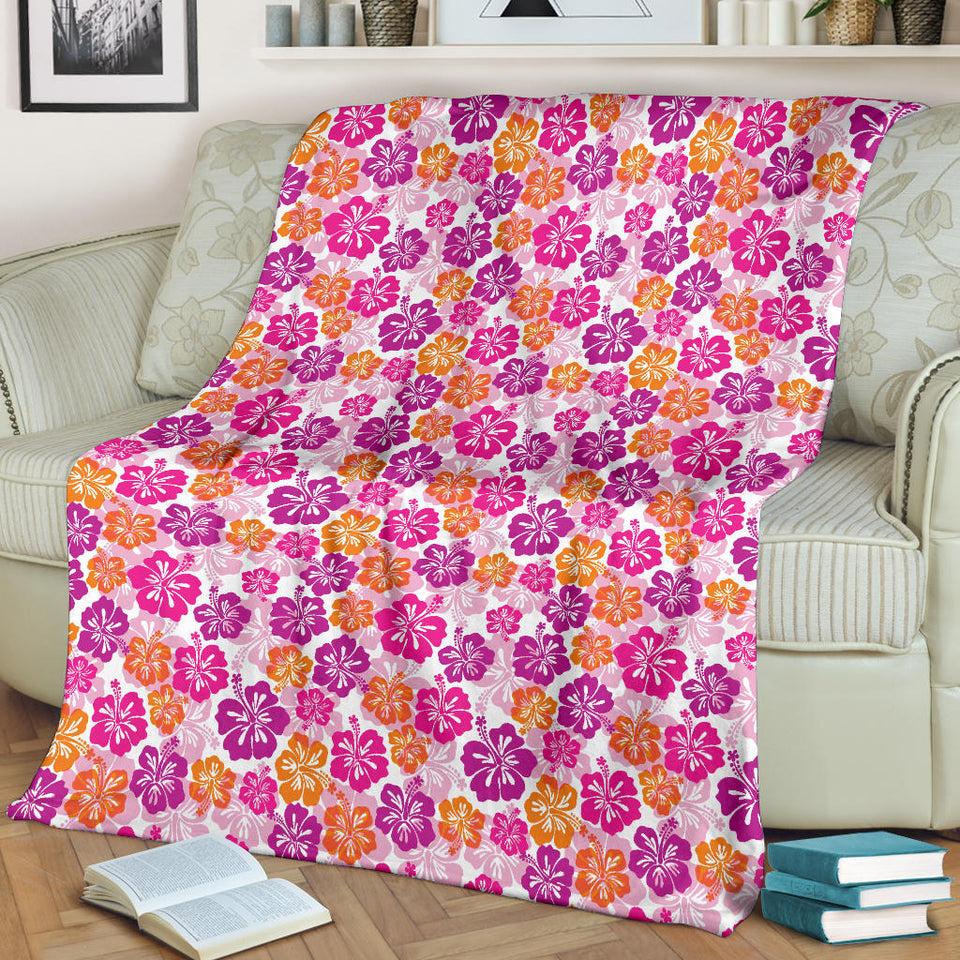 Hibiscus Pattern Print Design 01 Premium Blanket