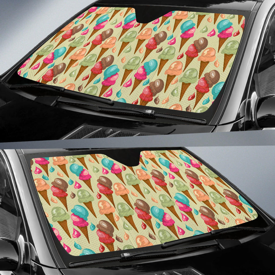 Colorful Ice Cream Pattern Car Sun Shade