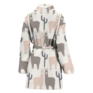 Llama Alpaca Pattern Women'S Bathrobe