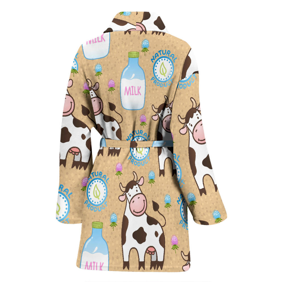 Cow Bottle Of Milk Pattern Women'S Bathrobe
