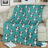 Hand Drawn Boston Terrier Dog Pattern Premium Blanket