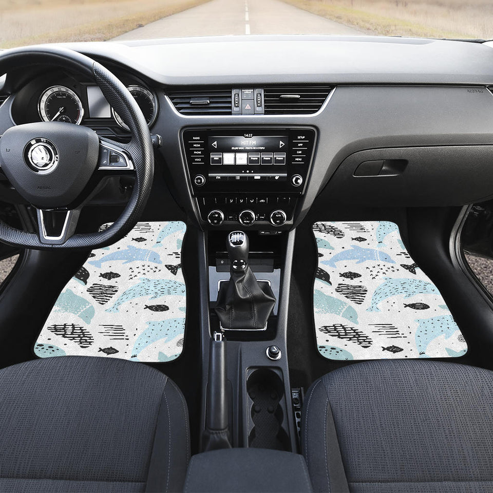 Cute Dolphins Childish Style Pattern Front And Back Car Mats