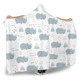 Cute Rhino Heart Pattern Hooded Blanket