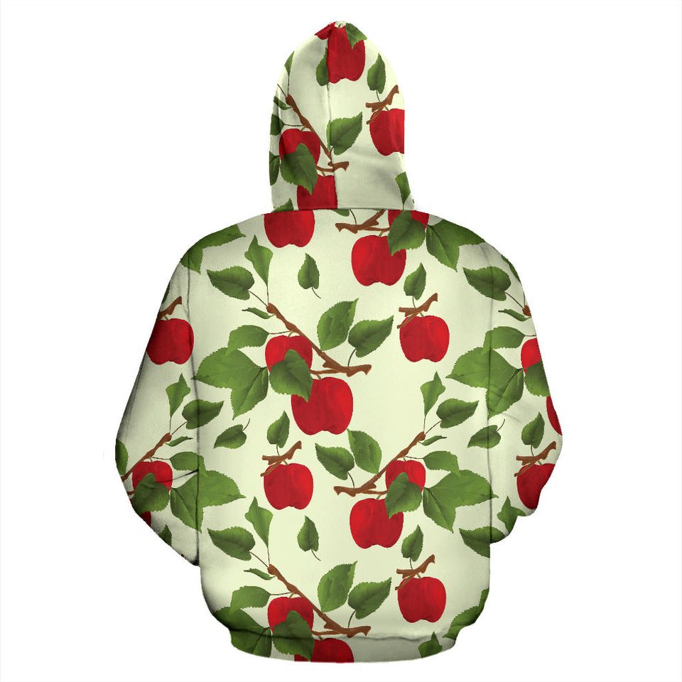 Red Apples Leaves Pattern Men Women Pullover Hoodie