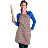 Red Gold Sakura Cherry Blossom Gray Background Adjustable Apron