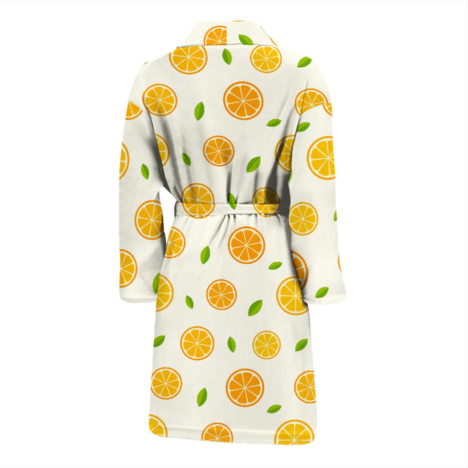 Oranges Leaves Pattern Men'S Bathrobe