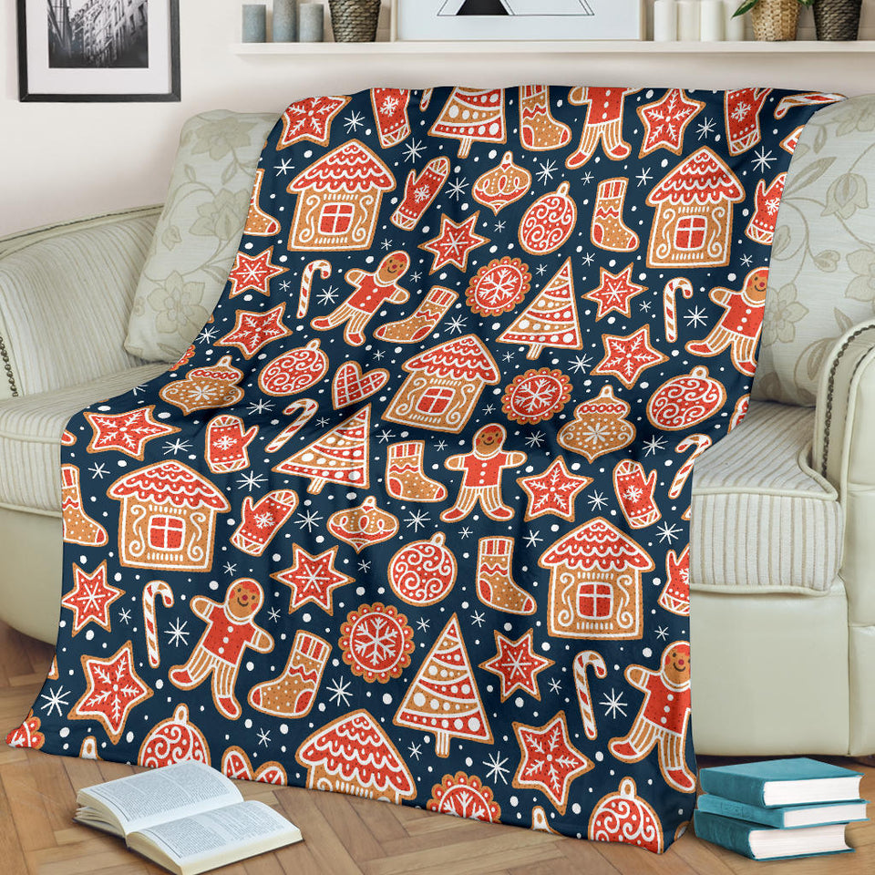 Christmas Gingerbread Cookie Pattern Premium Blanket