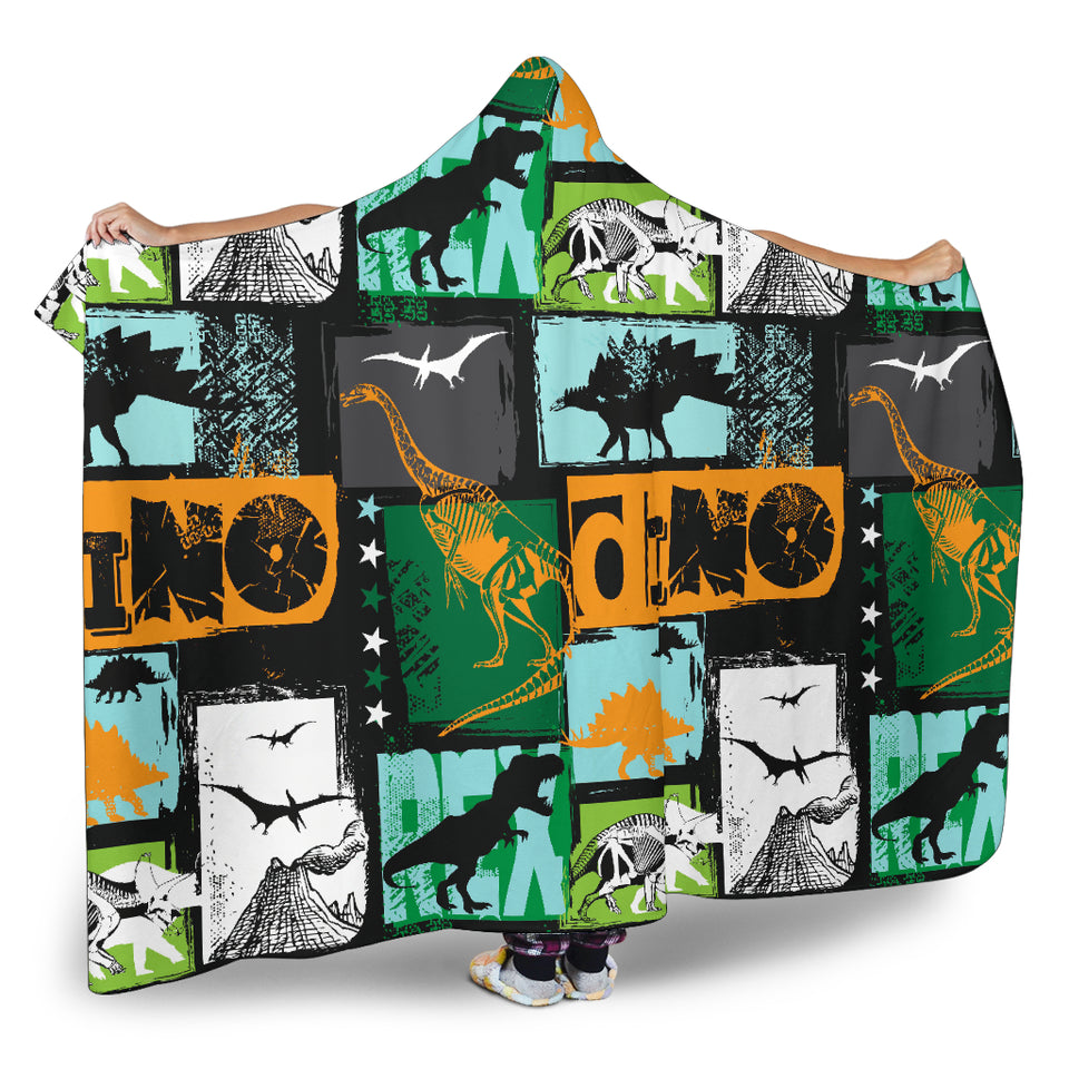 Dinosaurs Print Pattern Hooded Blanket