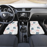 Black Gray Cream Coral Ginkgo Leaves Pattern Front And Back Car Mats