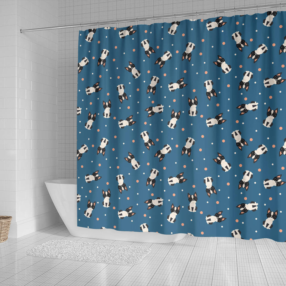 Cute Boston Terrier Dog Spattern Shower Curtain Fulfilled In US