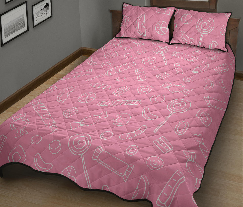 Sweet candy pink background Quilt Bed Set
