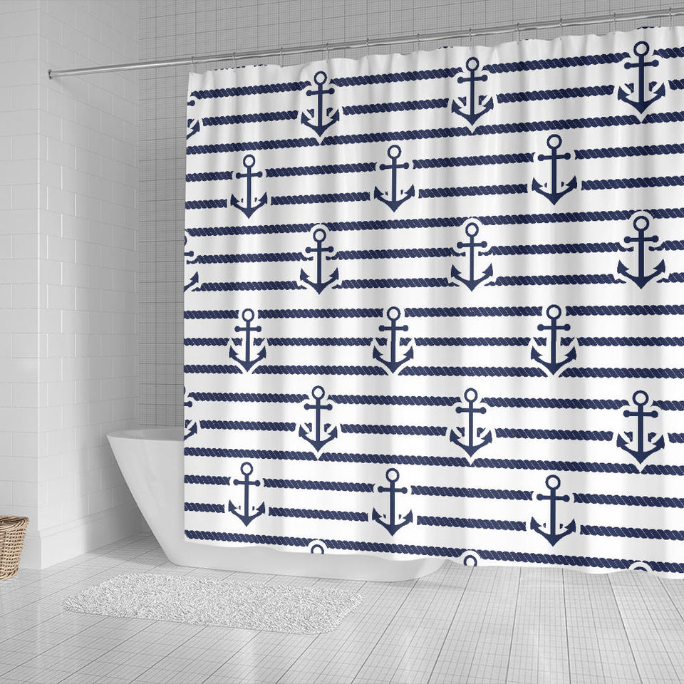 Anchor Rope Nautical  Pattern Shower Curtain Fulfilled In US