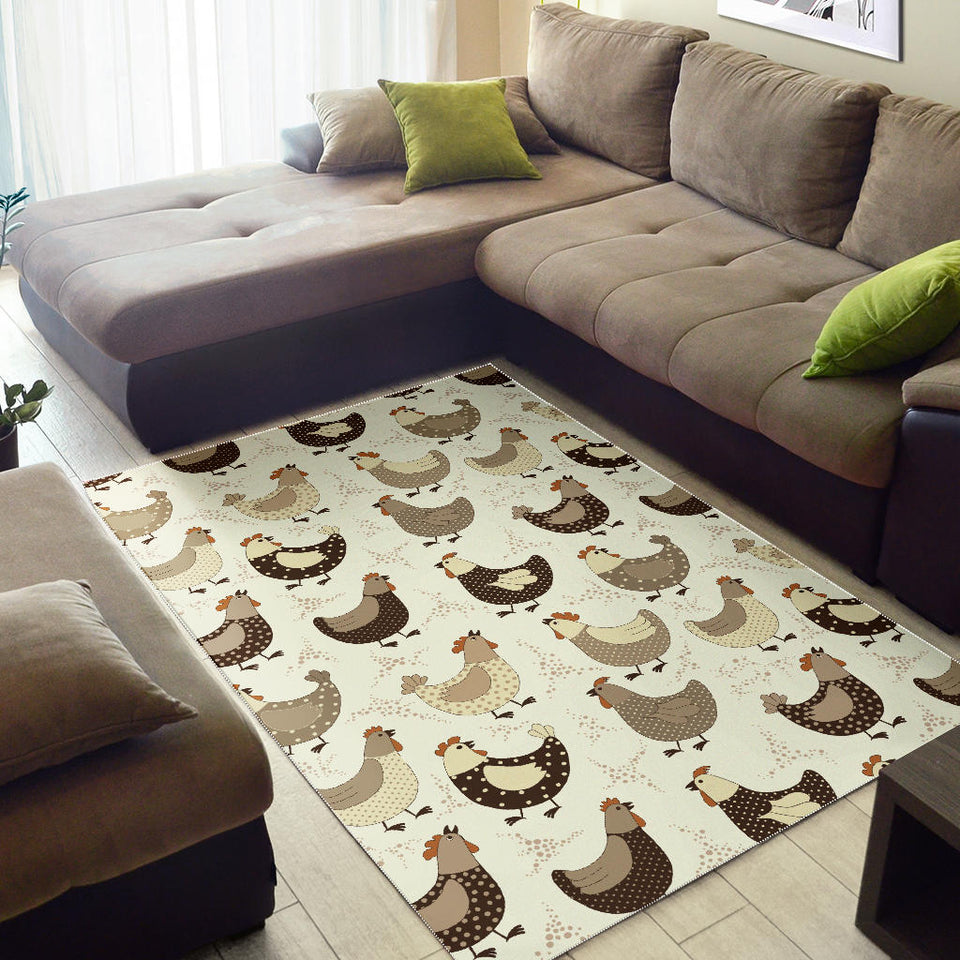 Cute Rooster Chicken Cock Area Rug