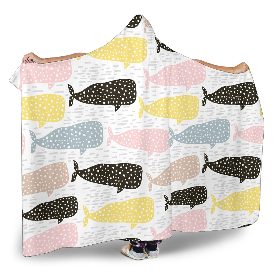 Whale Dot Pattern Hooded Blanket