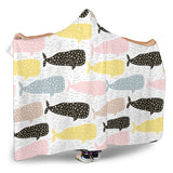 Whale Dot Pattern Hooded Blanket