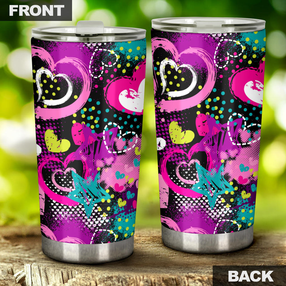 Heart Dot Wave Star Creative Design Pattern Tumbler