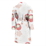 Daruma Japanese Wooden Doll Cherry Blossom Flower Pattern Men'S Bathrobe