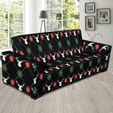 Deer Christmas New Year Pattern Argyle Sofa Slipcover