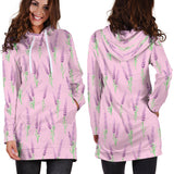 Lavender Pattern Pink Background Women'S Hoodie Dress