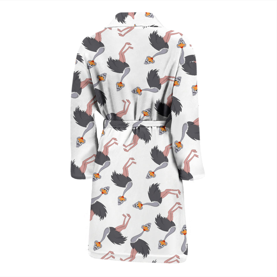 Ostrich Pattern Print Design 02 Men's Bathrobe