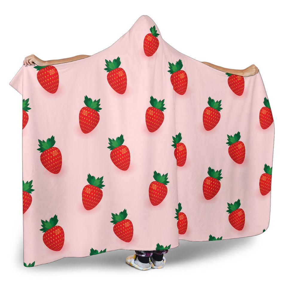 Strawberry Beautiful Pattern Hooded Blanket