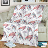 Watercolor Sea Turtle Jellyfish Pattern Premium Blanket