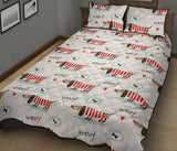 Cute dachshund bone pattern Quilt Bed Set