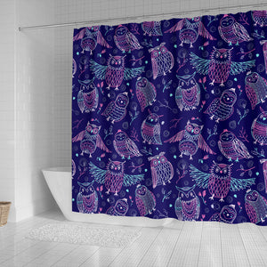 Cute Owls Pattern Boho Style Ornament Shower Curtain Fulfilled In US