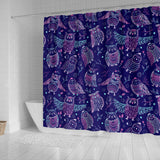 Cute Owls Pattern Boho Style Ornament Shower Curtain Fulfilled In US
