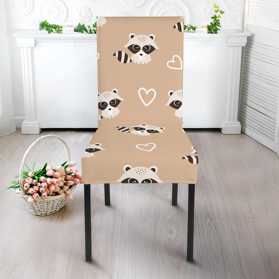 Cute Raccoon Heart Pattern Dining Chair Slipcover