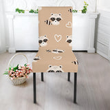Cute Raccoon Heart Pattern Dining Chair Slipcover
