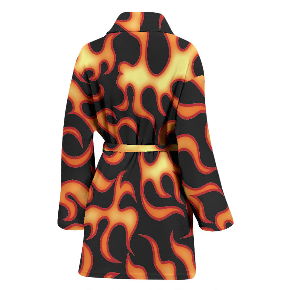 Fire Flame Dark Pattern Women'S Bathrobe
