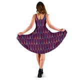 Eiffel Tower Pattern Print Design 05 Sleeveless Midi Dress