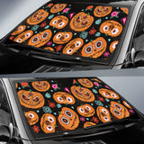 Pumpkin Flowers Spiderweb Halloween Theme Car Sun Shade