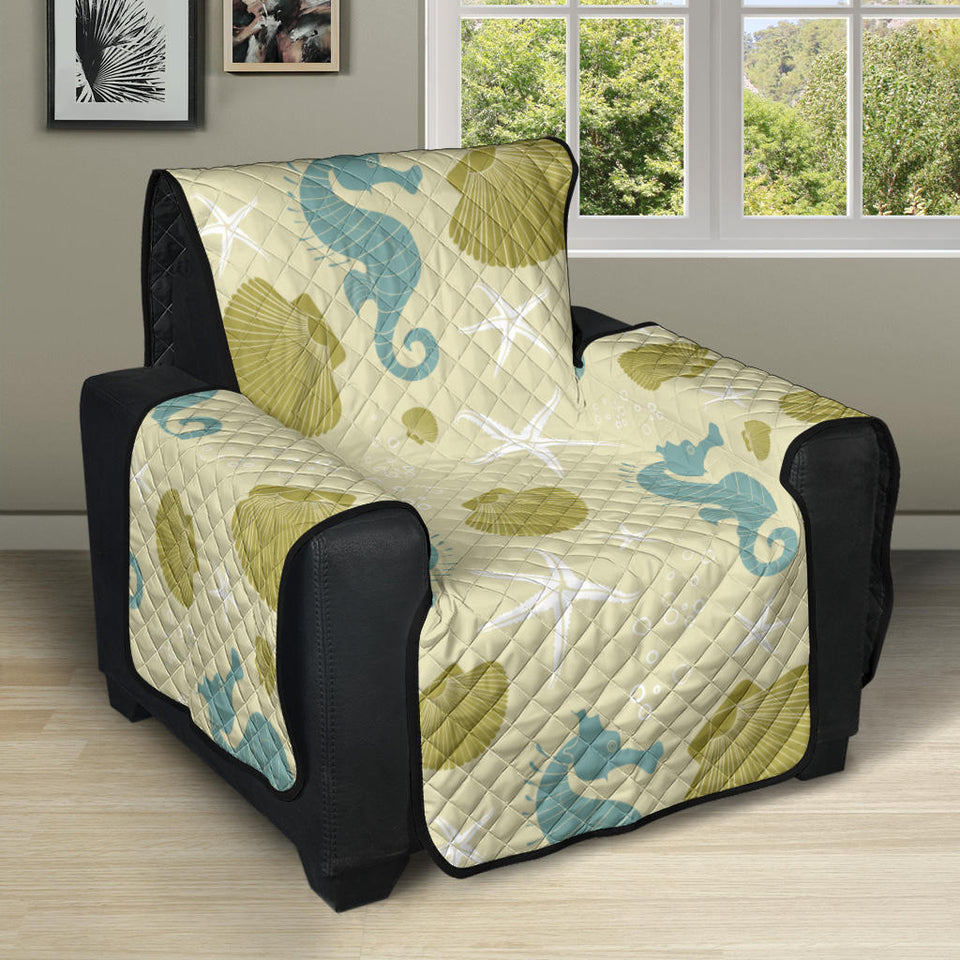 Seahorse shell starfish pattern background Recliner Cover Protector