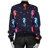Watercolor Colorful Seahorse Pattern Women'S Bomber Jacket